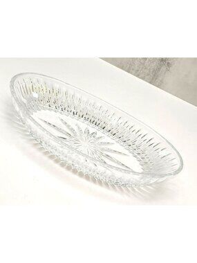 Princess House Oval Cut Glass Crystal Serving Dish With Starburst Design VL5089